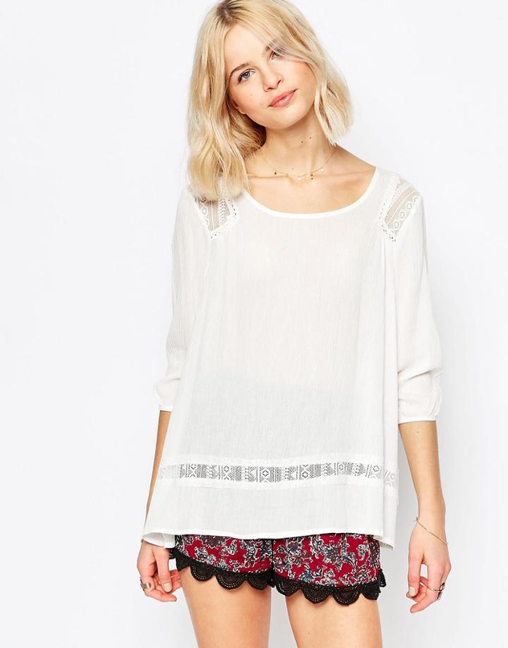 Brave Soul Crochet Insert Top - Ecru