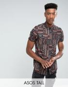 Asos Tall Regular Fit Vintage Geo-tribal Shirt - Orange