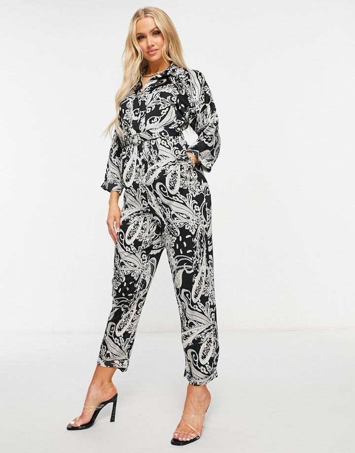 Ax Paris Wrap Jumpsuit In Paisley-multi