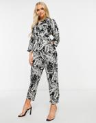 Ax Paris Wrap Jumpsuit In Paisley-multi