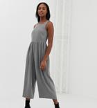 Asos Design Tall Minimal Jumpsuit With Ruched Waist - Black