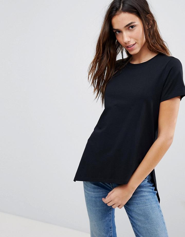 Asos T-shirt With Wrap Step Hem - Black