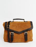 Asos Suede And Leather Satchel Bag - Multi