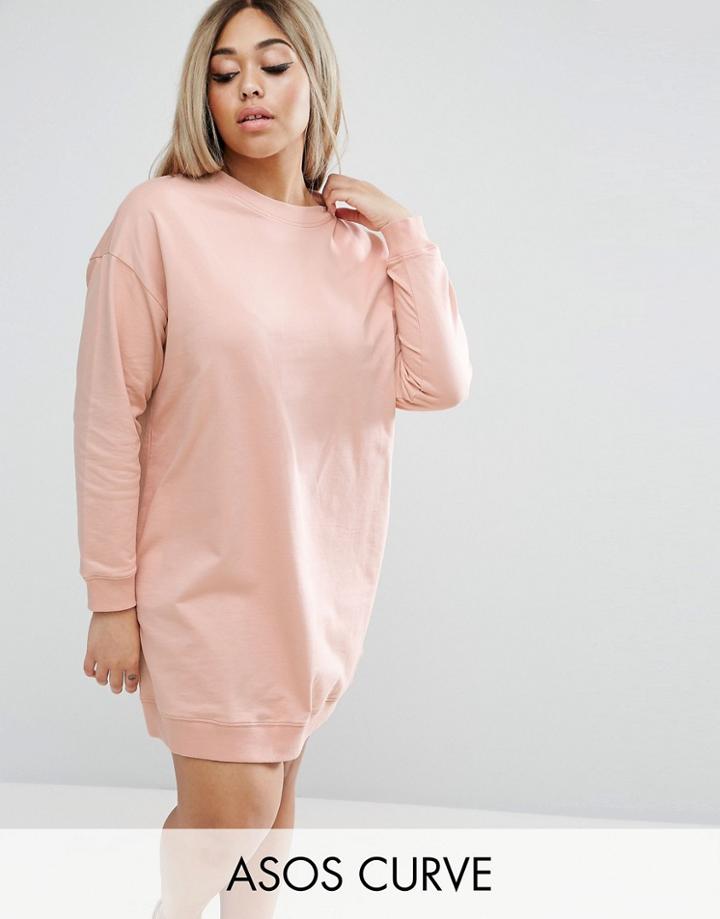 Asos Curve Ultimate Oversized Sweat Dress - Pink
