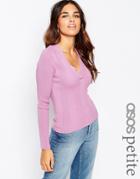 Asos Petite Sweater With Deep V In Rib - Lavender