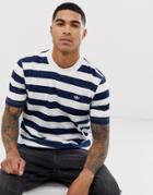 Adidas Originals Stripe T-shirt With Vintage Logo In Navy
