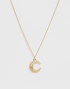 Designb London Embossed Moon Pendant Necklace-gold