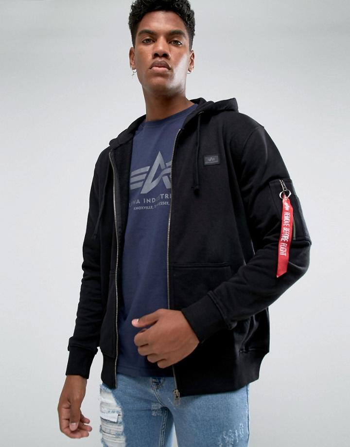 Alpha Industries X-fit Zip Hoodie In Black - Black