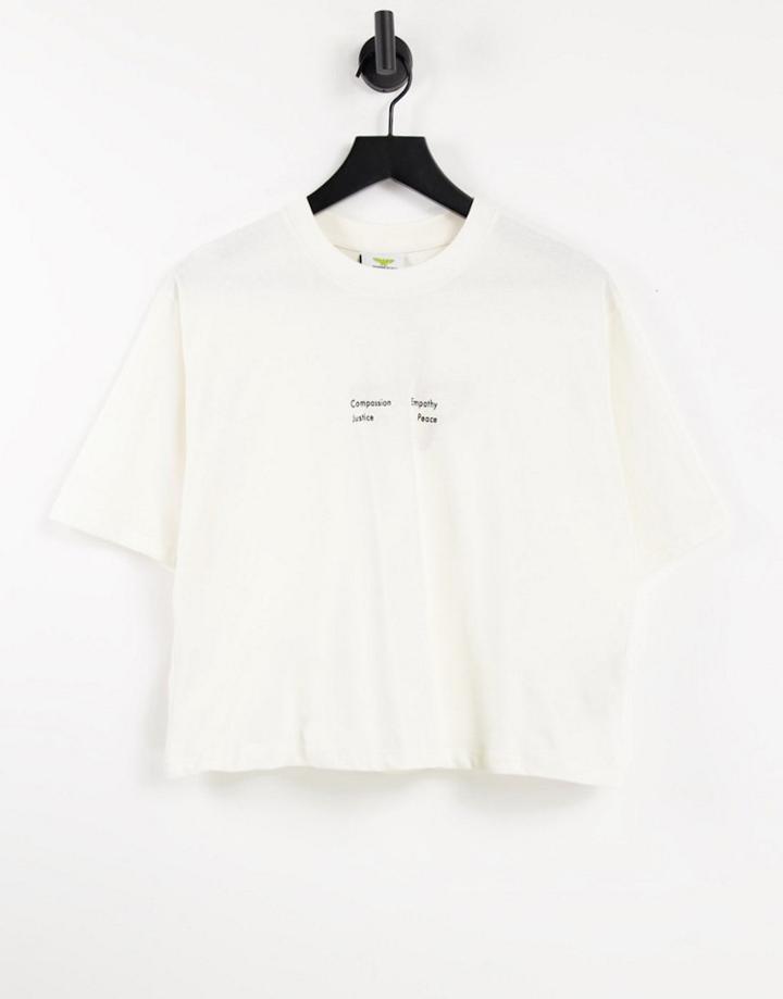 Na-kd Wonder Woman Printed Cropped T-shirt In Off White