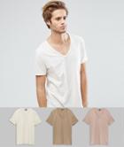 Asos T-shirt With Deep V 3 Pack Save - Multi