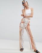 Asos Tie Side Striped Peg Pants-multi
