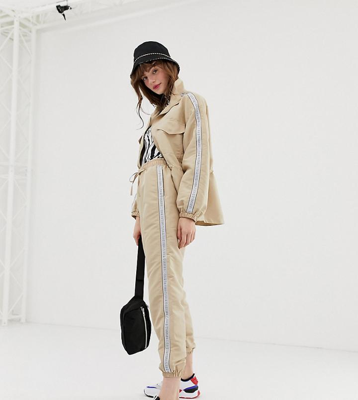Monki Two-piece Sweatpants With Slogan Panel In Beige - Beige