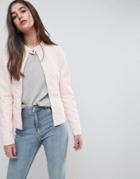 Vila Leather Look Collarless Jacket - Pink