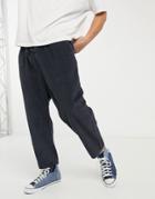 Asos Design Drop Crotch Cord Pants In Navy
