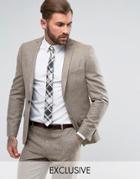 Heart & Dagger Slim Suit Jacket In Fleck - Stone