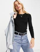 Urban Revivo Round Neck Fine Knit Sweater In Black