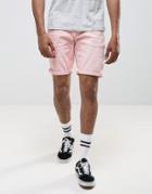 Asos Denim Shorts In Stretch Slim Light Pink With Abrasions - Pink