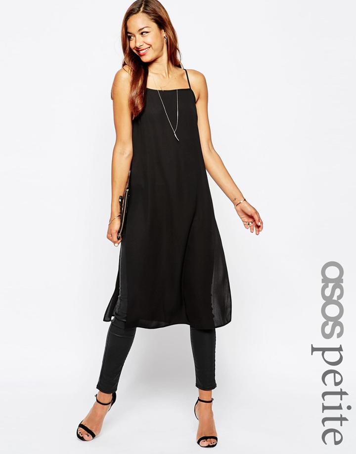 Asos Petite Longline High Neck Cami Top With Side Splits - Black $23.00