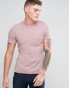 Jack & Jones Originals T-shirt With Raw Edge Pocket And Textured Neck Detail - Pink