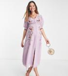 Hope & Ivy Maternity Mila Embroidered Dress In Pink