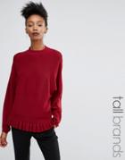 Y.a.s Tall Popa Frill Hem Knitted Sweater - Red