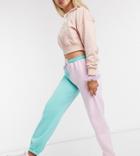 Daisy Street Relaxed Color Block Sweatpants With Vintage New York Print-pink