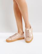Asos Darley Patent Clean Lace Up Sneakers - Beige
