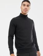 Pull & Bear Sweatshirt With Turtleneck In Black - Black