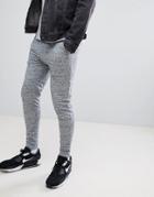 Asos Design Super Skinny Joggers In Gray Interest Fabric - Navy