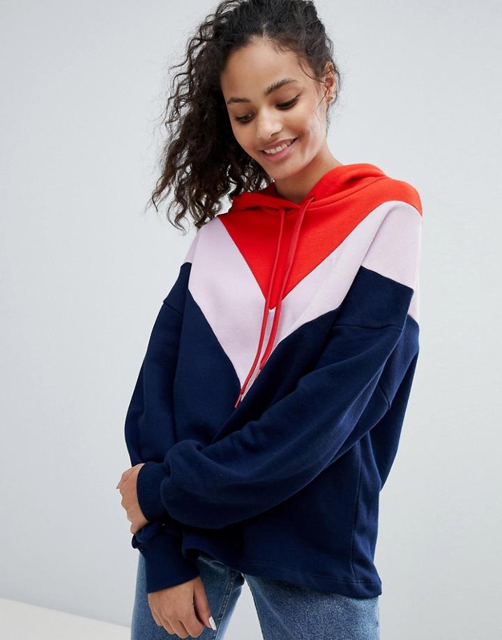 Bershka Color Block Hoodie - Multi