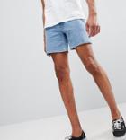 Asos Design Tall Denim Shorts In Skinny Light Wash Blue Shorter Length - Blue