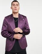 Twisted Tailor Suit Jacket In Purple With Wide Lapel