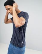 Kiomi T-shirt With Stitched Stripe - Navy
