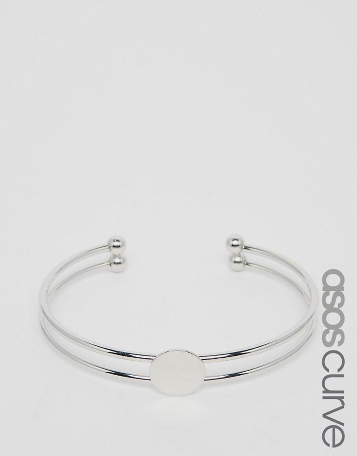 Asos Curve Smooth Disc Cuff Bracelet - Rhodium
