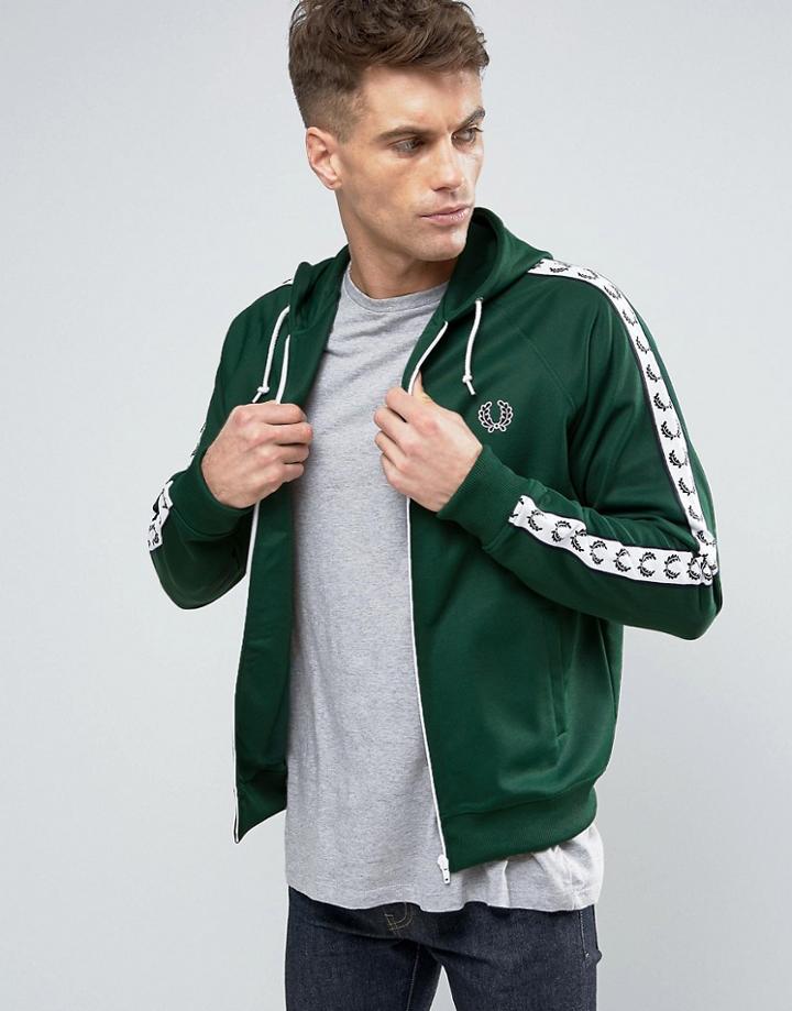 Fred Perry Sports Authentic Hooded Track Jacket In Green - Green