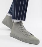 Asos Design Wide Fit High Top Sneakers In Gray On Crepe Look Sole - Gray