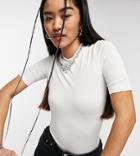 Collusion Fitted Short Sleeve T-shirt In White