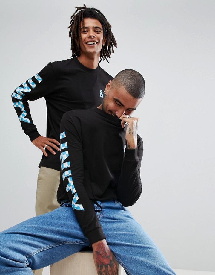 Asos X Glaad Relaxed Long Sleeve T-shirt With Sleeve Print - Black