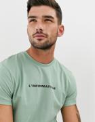 Asos Design T-shirt With French Text Chest Print-green