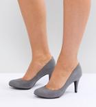 New Look Wide Fit Suedette Kitten Heel Round Toe Court Shoe - Gray
