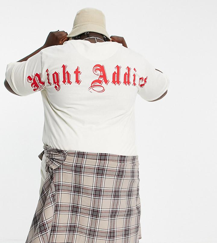 Night Addict Plus Logo Back Printed T-shirt In Cream-neutral