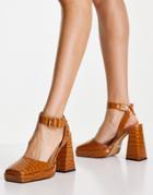 Topshop Fara Two Part Platform Shoes In Camel-brown