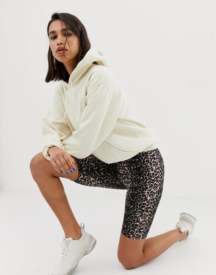 Stradivarius Legging Short In Leopard Print - Black