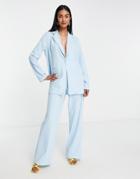 Asos Design Jersey Slouchy Suit Blazer In Pale Blue