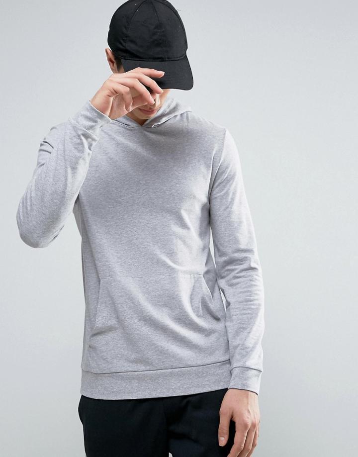 Asos Lightweight Muscle Hoodie In Gray Marl - Gray