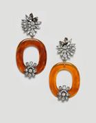 Asos Design Earrings With Crystal And Tortoiseshell Shape - Gold