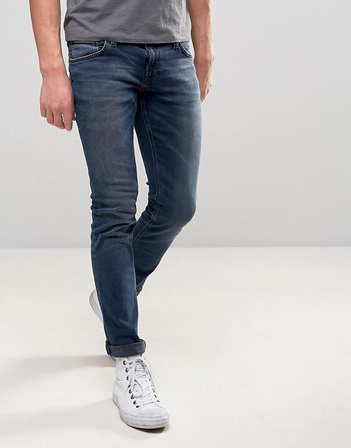Nudie Jeans Co Long John Jean Rumbling Blue Wash - Blue