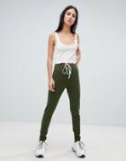 Asos Design Slim Sweatpants In Rib - Green