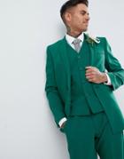 Asos Design Wedding Skinny Suit Jacket With Square Hem In Forest Green - Green