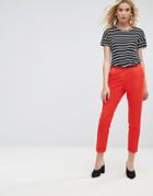 Asos The Slim Tailored Cigarette Pants With Belt - Red